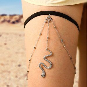 Open Snake Anklet Silver Punk Adjustable Retro Jewelry Women Vintage Alloy Plate